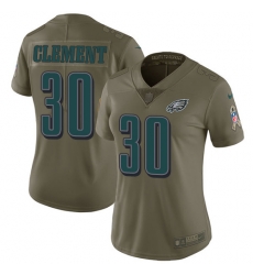 Nike Eagles #30 Corey Clement Olive Womens Stitched NFL Limited 2017 Salute to Service Jersey