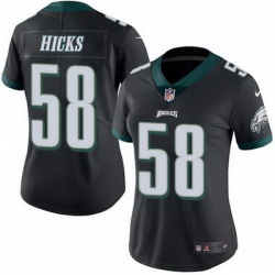 Nike Eagles #58 Jordan Hicks Black Womens Stitched NFL Limited Rush Jersey