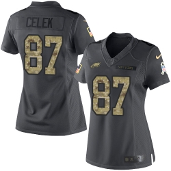 Nike Eagles #87 Brent Celek Black Womens Stitched NFL Limited 2016 Salute to Service Jersey