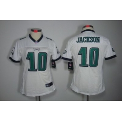 Women Nike Philadelphia Eagles #10 Jackson White Color Limited Jerseys