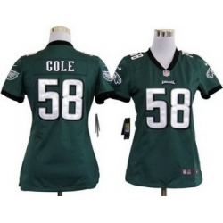 Women Nike Philadelphia Eagles 58 Trent Cole Dark Green Nike NFL Jerseys