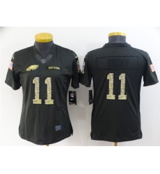 Women Philadelphia Eagles 11 A  J  Brown Black Salute To Service Stitched Football Jersey