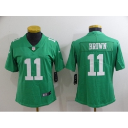 Women Philadelphia Eagles 11 A  J  Brown Green Vapor Untouchable Limited Stitched Football Jersey