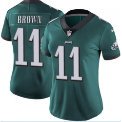Women Philadelphia Eagles 11 A J  Brown Green Vapor Untouchable Limited Stitched Football Jersey