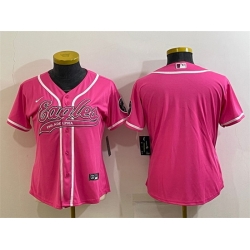 Women Philadelphia Eagles Blank Pink With Patch Cool Base Stitched Baseball Jersey