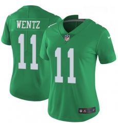 Womens Nike Philadelphia Eagles 11 Carson Wentz Limited Green Rush Vapor Untouchable NFL Jersey