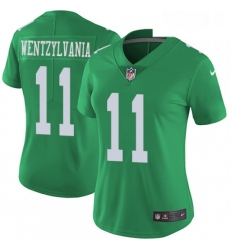 Womens Nike Philadelphia Eagles 11 Carson Wentz Limited Green Rush Vapor Untouchable Wentzylvania NFL Jersey