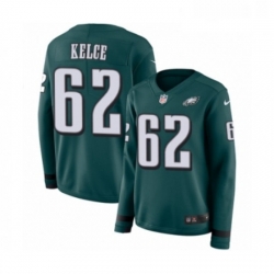 Womens Nike Philadelphia Eagles 62 Jason Kelce Limited Green Therma Long Sleeve NFL Jersey