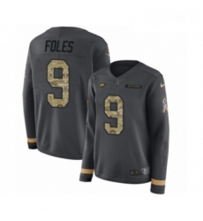 Womens Nike Philadelphia Eagles 9 Nick Foles Limited Black Salute to Service Therma Long Sleeve NFL Jersey