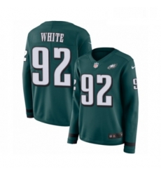 Womens Nike Philadelphia Eagles 92 Reggie White Limited Green Therma Long Sleeve NFL Jersey