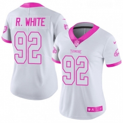 Womens Nike Philadelphia Eagles 92 Reggie White Limited WhitePink Rush Fashion NFL Jersey