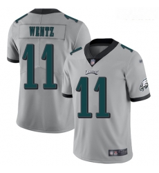 Eagles #11 Carson Wentz Silver Youth Stitched Football Limited Inverted Legend Jersey