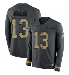 Nike Eagles #13 Nelson Agholor Anthracite Salute to Service Youth Long Sleeve Jersey