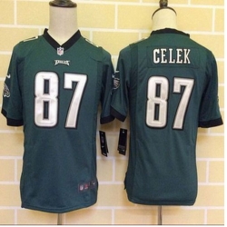 Youth New Philadelphia Eagles #87 Brent Celek Midnight Green Team Color Stitched NFL New Elite jersey