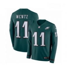 Youth Nike Philadelphia Eagles 11 Carson Wentz Limited Green Therma Long Sleeve NFL Jersey