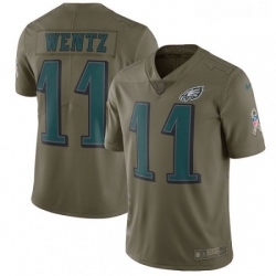 Youth Nike Philadelphia Eagles 11 Carson Wentz Limited Olive 2017 Salute to Service NFL Jersey