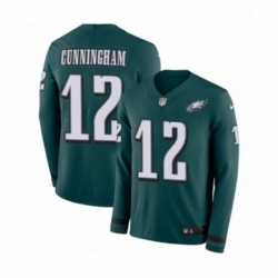 Youth Nike Philadelphia Eagles 12 Randall Cunningham Limited Green Therma Long Sleeve NFL Jersey