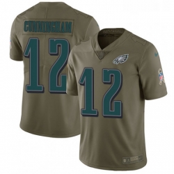 Youth Nike Philadelphia Eagles 12 Randall Cunningham Limited Olive 2017 Salute to Service NFL Jersey