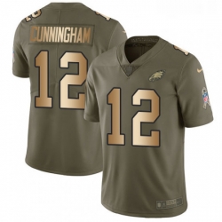 Youth Nike Philadelphia Eagles 12 Randall Cunningham Limited OliveGold 2017 Salute to Service NFL Jersey
