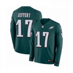 Youth Nike Philadelphia Eagles 17 Alshon Jeffery Limited Green Therma Long Sleeve NFL Jersey