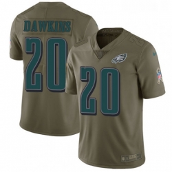 Youth Nike Philadelphia Eagles 20 Brian Dawkins Limited Olive 2017 Salute to Service NFL Jersey