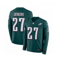 Youth Nike Philadelphia Eagles 27 Malcolm Jenkins Limited Green Therma Long Sleeve NFL Jersey