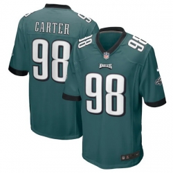 Youth Philadelphia Eagles 98 Jalen Carter Green 2023 Draft Stitched Football Jersey
