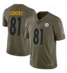 Men Nike 81 Zach Gentry Pittsburgh Steelers Limited Green 2017 Salute to Service Jersey