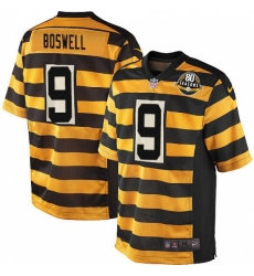 Men Nike Pittsburgh Steelers #9 Chris Boswell Elite Yellow Black Alternate 80TH Anniversary Throwback NFL Jersey