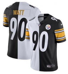 Men Nike Steelers 90 T J Watt Black And White Split Vapor Untouchable Limited Jersey II