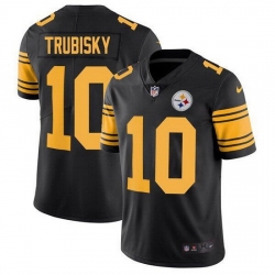 Men Pittsburgh Steelers 10 Mitchell Trubisky Black Color Rush Limited Stitched jersey