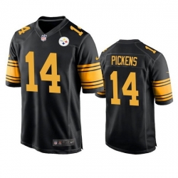 Men Pittsburgh Steelers 14 George Pickens Black Color Rush Stitched Jersey