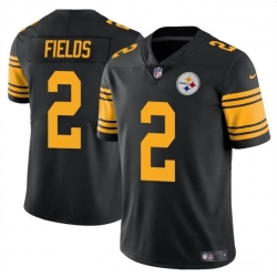 Men Pittsburgh Steelers 2 Justin Fields Black Color Rush Vapor Limited Stitched Jersey