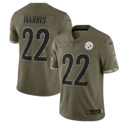 Men Pittsburgh Steelers 22 Najee Harris Olive 2022 Salute To Service Limited Stitched Jersey