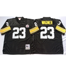 Men Pittsburgh Steelers 23 Mike Wagner Black M&N Throwback Jersey