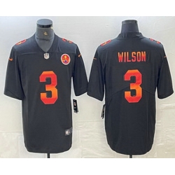 Men Pittsburgh Steelers 3 Russell Wilson Black Red Orange Stripe Vapor Limited Nike NFL Jersey