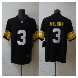 Men Pittsburgh Steelers 3 Russell Wilson Black Vapor Untouchable Limited Stitched Jersey