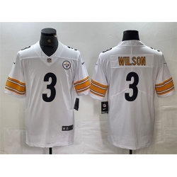 Men Pittsburgh Steelers 3 Russell Wilson White Vapor Untouchable Limited Stitched Jersey