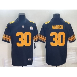 Men Pittsburgh Steelers 30 Jaylen Warren Black Color Rush Stitched Jersey