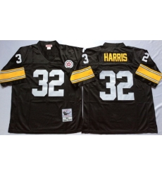 Men Pittsburgh Steelers 32 Franco Harris Black M&N Throwback Jersey