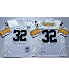 Men Pittsburgh Steelers 32 Franco Harris White M&N Throwback Jersey