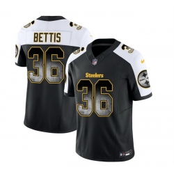 Men Pittsburgh Steelers 36 Jerome Bettis Black White 2023 F U S E  Smoke Vapor Untouchable Limited Stitched Jersey
