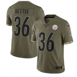 Men Pittsburgh Steelers 36 Jerome Bettis Olive 2022 Salute To Service Limited Stitched Jersey