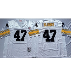 Men Pittsburgh Steelers 47 Mel Blount White M&N Throwback Jersey