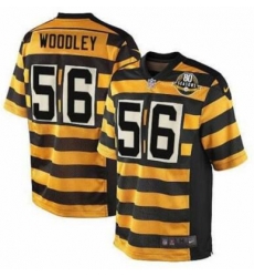 Men Pittsburgh Steelers 56 Lamarr Woodley Yellow Black 80 Season PatchThrowback Jersey