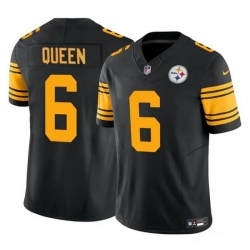 Men Pittsburgh Steelers 6 Patrick Queen Black 2023 F U S E  Color Rush Vapor Untouchable Limited Football Stitched Jersey