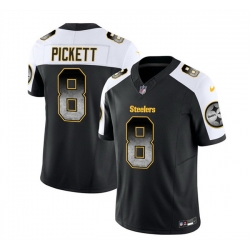 Men Pittsburgh Steelers 8 Kenny Pickett Black White 2023 F U S E  Smoke Vapor Untouchable Limited Stitched Jersey