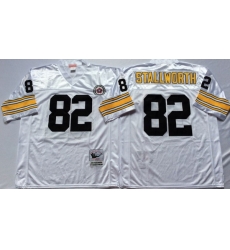 Men Pittsburgh Steelers 82 John Stallworth White M&N Throwback Jersey
