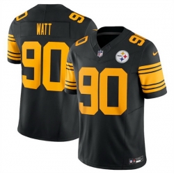 Men Pittsburgh Steelers 90 T J Watt Black 2023 F.U.S.E. Vapor Color Rush Limited Jersey