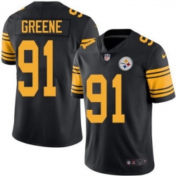 Men Pittsburgh Steelers 91 Kevin Greene Black Color Rush Limited Stitched Jersey